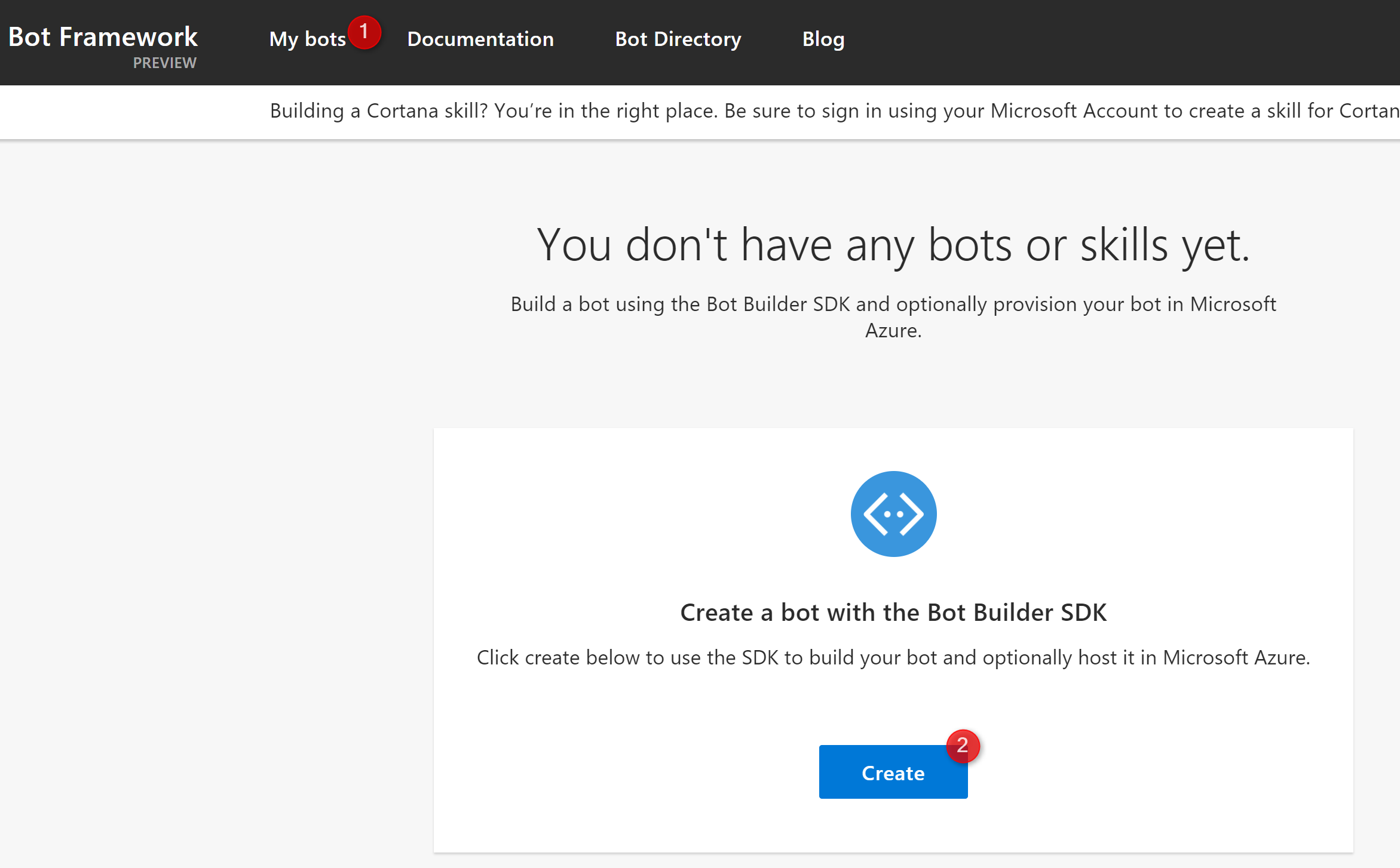 Create Bot On Portal