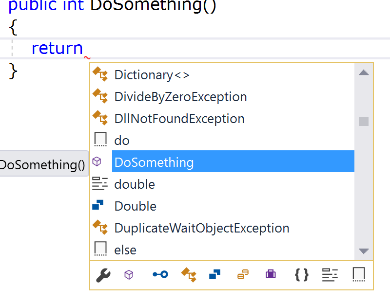 Intellisense Suggestions