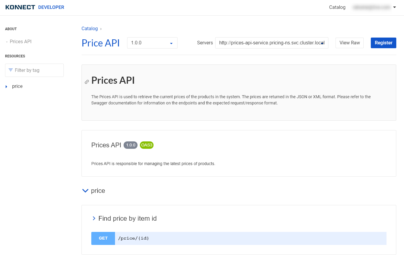 Prices API specification