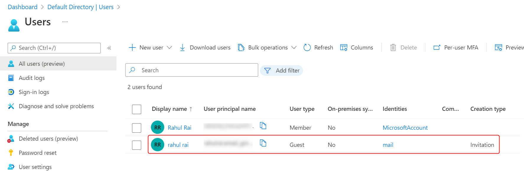 User added to Azure AD