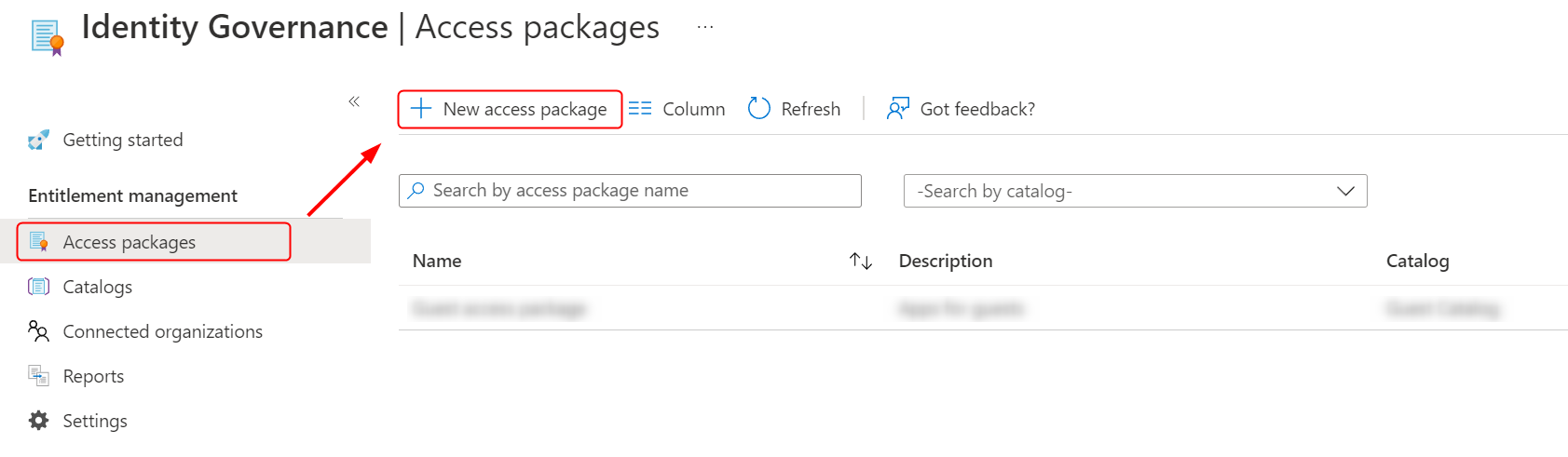 Create a new access package